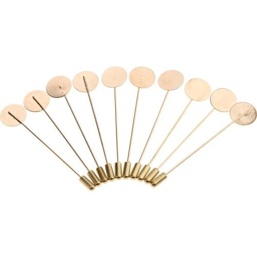 10Pcs Round Tray Lapel Stick Brooch Pin Suit Tie Hat Scarf Badge DIY
