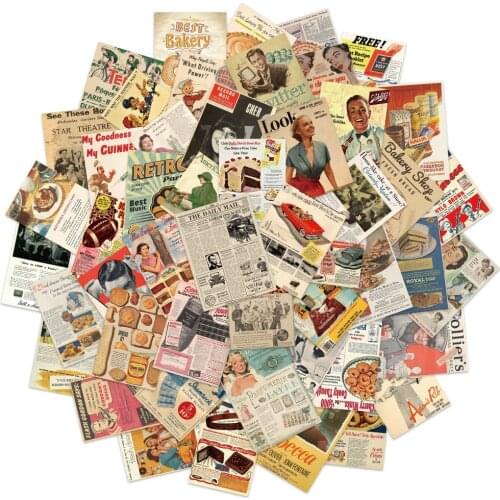 10/30/50PCS Retro Magazine Newspaper Stickers Vintage Decals for Luggage Suitcase Phone Case Laptop Sticker Toy