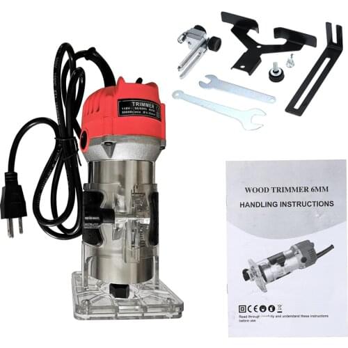 110/220V 800W Trim Router 30000r/min with Transparent Base Edge Guide Wood Laminate Electric Trimmer Compact Palm Router Corded