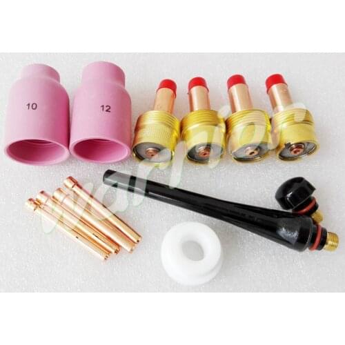 13PCS TIG Accessory Kit Nozzle(#10 #12)Large Gas Lens Collet 0.04-1/16-3/32-1/8 For SR WP17 18 26 Torch