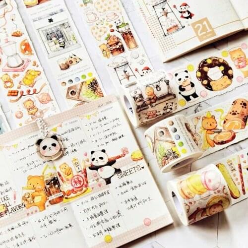 2020 Coffee Panda Washi Tapes Bullet Journal Masking Tape Adhesive Tape DIY Scrapbooking Washi Stickers