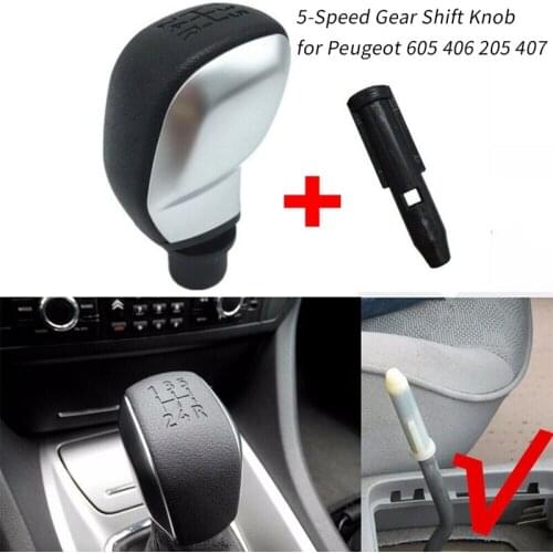 5-Speed Gear Shift Knob Head Shifter Black Silver for Peugeot 605 406 205 407