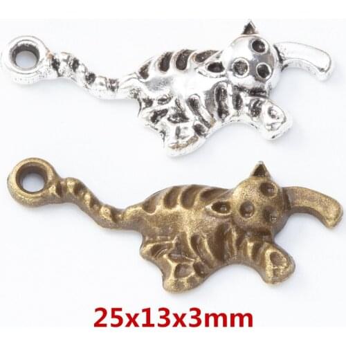 70 pieces of retro metal zinc alloy cat Pendant for DIY handmade jewelry necklace making 8184