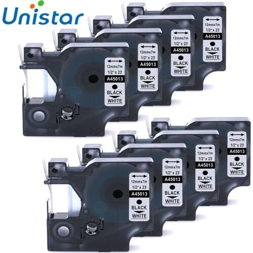 8PCS/Lot 45013 Compatible for DYMO Label Maker for D1 Label Tapes 12mm Black on White 45013 for Dymo for D1 Label Printer