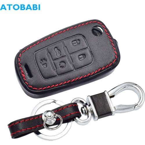 Leather Car Key Case Remote Control Protector Cover For Chevy Chevrolet Equinox Camaro Cruze Malibu Sonic Volt Park Impala Buick