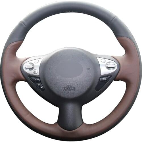 Black Coffee Natural Leather Steering Wheel Cover for Infiniti FX FX35 FX37 FX50 Nissan Juke Maxima 2009-2014 Sentra 2016 2017