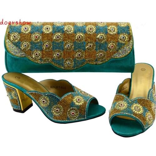 Doershow Matching Shoes and Bags for African Party Italian Shoes with Matching Bags High Quality Women Shoe and Bag Sets BCH1-23