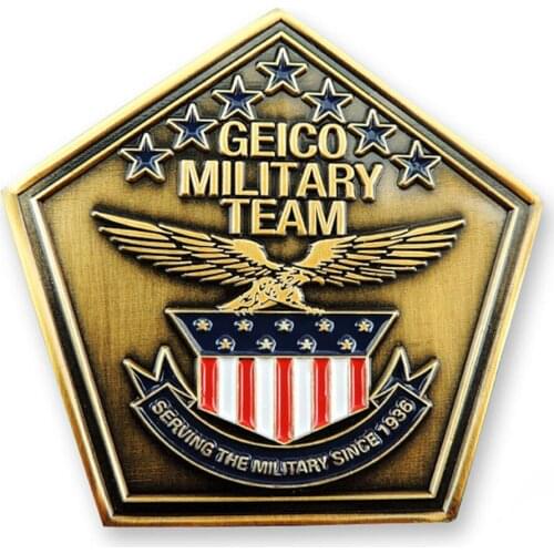 Manufacturer pentagram shape enamel coin cheap alloy engraving 3D coin