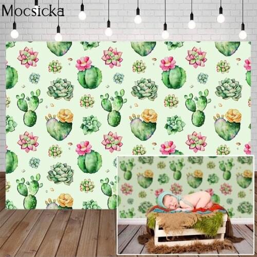 Mocsicka Green Cactus Birthday Party Newborn Personalized Photographic Backgrounds Photography Backdrops For Photo Studio Prop