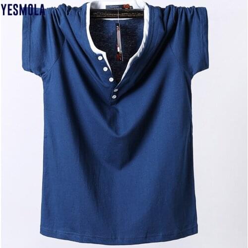 YESMOLA 95%cotton Solid Color Oversized Shirts Men T Shirt Design V-neck T-shirt Casual Classic Harajuku Mens Clothing