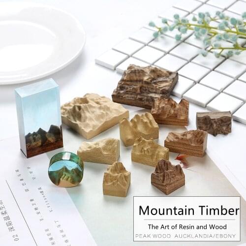 Handmade DIY Broken Stubble Crystal Glue Snow Mountain Peak Solid Wood Sandalwood Carving Simulation Mountain Model With Sea Vie