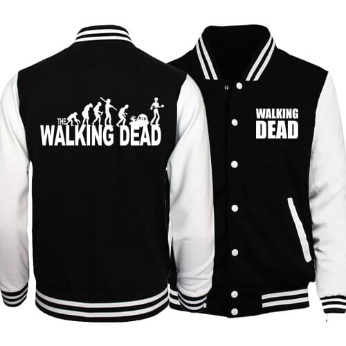 The Walking Dead Jacket Men Wing Print Coat Hip Hop Baseball Uniform 2020 Spring Autumn Black White Plus Size 5XL Mens Jackets