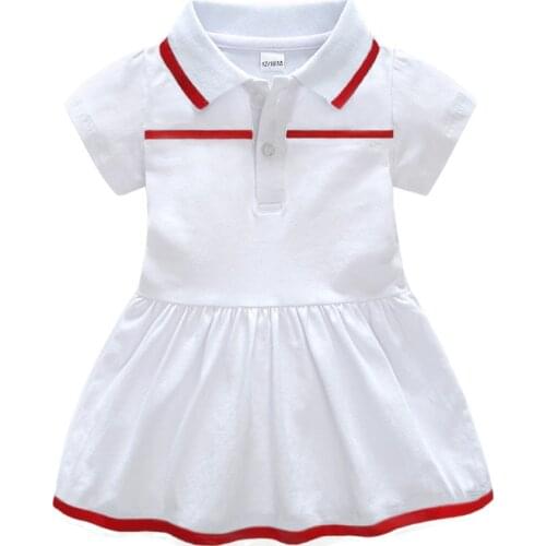 Summer Fashion white newborn baby girls clothes cotton lapel Ruched Knee-Length kids dresses for girls toddler christmas dress