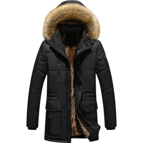 Mens Thick Warm Coat Hooded Winter Jacket Army Japanese and Korean Clothes Mid-length Jacket