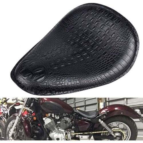 NEW-Black Alligator Leather Motorcycle Solo Driver Seat for 883 Honda Sportster Bobber Chopper Custom