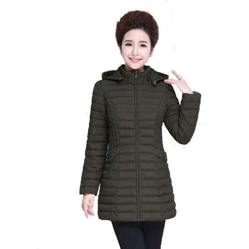 New winter down jacket cotton coat women overcoat medium long slim coats ladies plus size down jacket light with cap overcoats