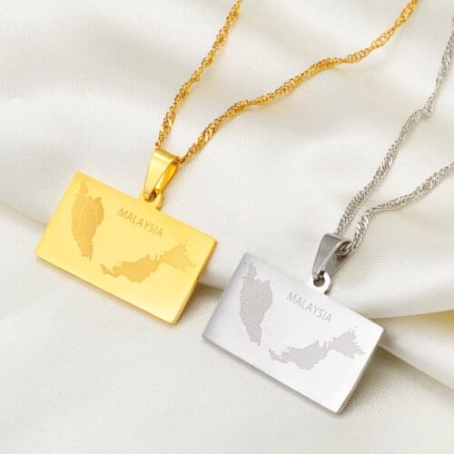 Anniyo Malaysia Map Pendant necklaces Malaysia Timur and Peninsular Malaysia Jewelry #212221