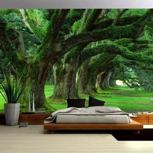 Spatial Extension Personality Wall Mural Wallpaper Green Tree Path Landscape Photo Wall Papers Living Room Restaurant Home Decor