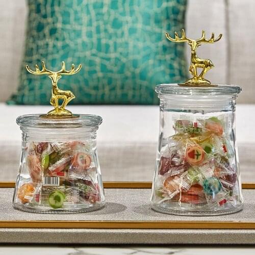 Transparent Glass Candy Jar European Style Decorative Jar with Lid Creative Storage Box Wedding Decoration Glass Container