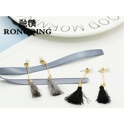 RONGQING 12pair/lot Vintage Out Metal Pearl Jewelry Royal Unique Long Tassel Earrings Pendients For Elegant Women Brincos