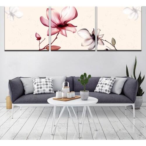The Transparent flowers modern Modular 3 panel wall Poster Nordic Canvas painting for Living Room Home Decor