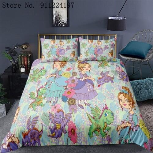 Cartoon Penguin Duvet Cover Angel Bedding Set Kawaii Printing Luxury Quilt Cover Single Double Queen King Size Home Textile