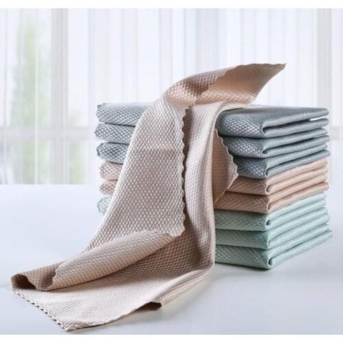 2pcs Kitchen Anti-Grease Wiping Rags Efficient Fish Scale Wipe Cloth Cleaning Cloth Home Washing Dish Cleaning Towel