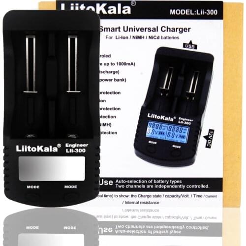 LiitoKala Lii-300 Digital 18650 Charger LCD Display Battery capacity test 18650 carregador bateria charger