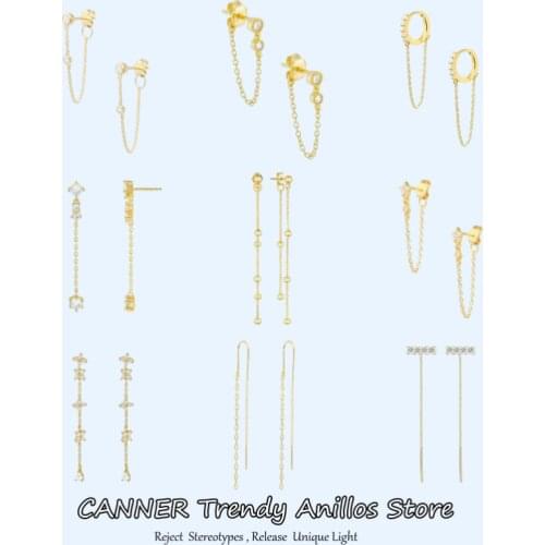 Canner Pendientes Plata 925 Sterling Silver Chain Earrings For Women 18K Gold Plated Earrings Piercing Jewelry 2021 Trend W5