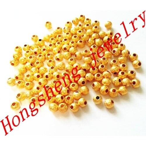 1000/PCS 4mm gold Color copper Stardust Round Beads Spacer beads jewelry Finding, Free shipping