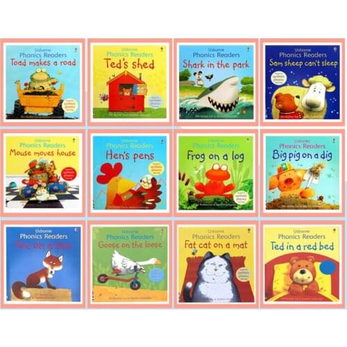 12 books/set Usborne phonics readers Famous English Book Children Educational 21x21CM parent child bedtime story picture book