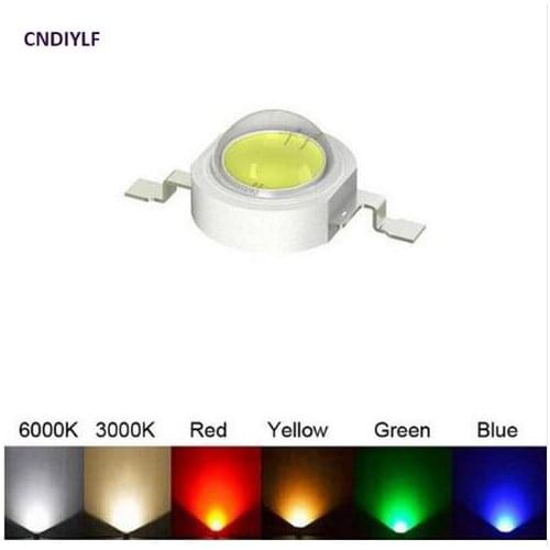 20PCS 1W High Power LED Light Beads 3V 300ma 110-120lm Of White 2V 300ma 30-50lm Of Red Yellow