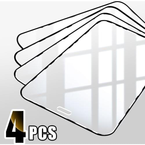 4PCS Full Cover Tempered Protective glass on For iPhone 11 12 Pro Max Glass Film iPhone X XR XS Max Screen Protector Curved edge
