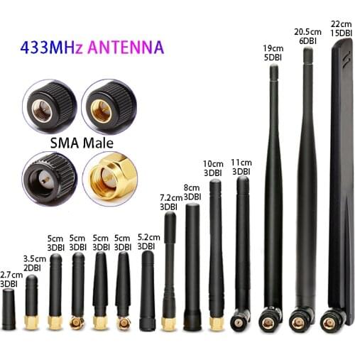 433MHz Antenna LORA LORAWAN SMA Male Connector 433 mhz antenna folding glue stick waterproof directional Rubber antenne