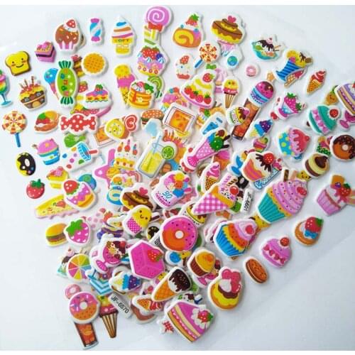 6 sheets Lovely Cartoon Candy Cakes Sticker dimensional 3D cartoon PVC bubble stickers girls/boys birthday gift children toys