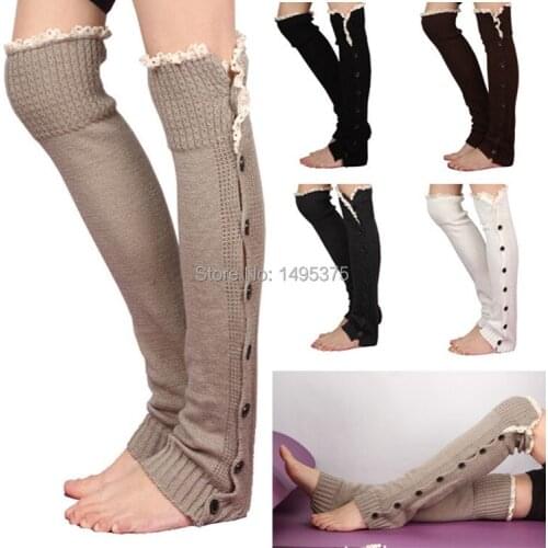 60pairs/lot Retail leg warmers for women Button Down Boot Cuffs lace trim gaiters Boot Socks Knit Leg Warmers