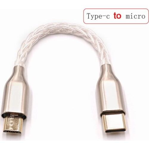 Type-c to typec Lightning Micro 8-core 5N sterling silver Audio Cable HiFi Headphone amplifier OTG cable Converter Adapter
