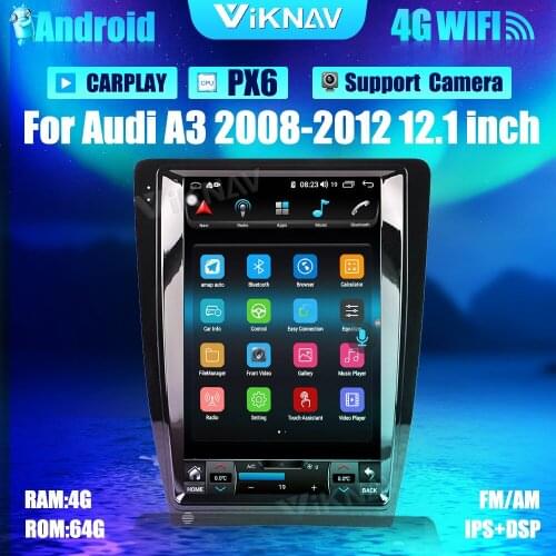 12.1 inch Android Vertical Screen Car Radio For Audi A3 2008-2012 Auto Stereo GPS Navigation Tesla Style DVD Multimedia Player