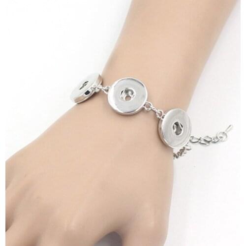 1PC New Chunky 18mm button Bracelet Jewelry, DIY Interchangeable 3 Three DIY Bracelets for women Snap Jewelry Pulsera