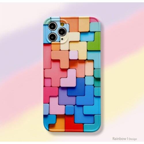 For iPhone 12Pro Max Case with 3DColorful Block Back Fashion Creative Soft Silicone Protect(Its only Visually 3D,not Really 3D