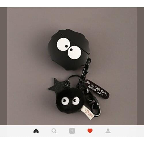 Black Cartoon Case for Airpods 1 2 Cover Good Quality Bluetooth Wireless Earphone Cover For Airpods Pro Case Cute Keychain