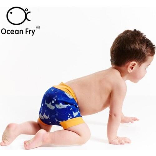 Baby Cartoon Leak Proof Pants Swimming Nappies For Toddler Infant High Waist Swim Pants Reusable Diapers Baby Boy Girl Swimwear