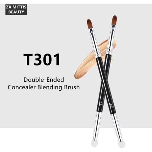T301 Double-Ended Concealer Blending Makeup Brush - Precision Concealer Eye Nose Sponge Blending Beauty Cosmetics Tools
