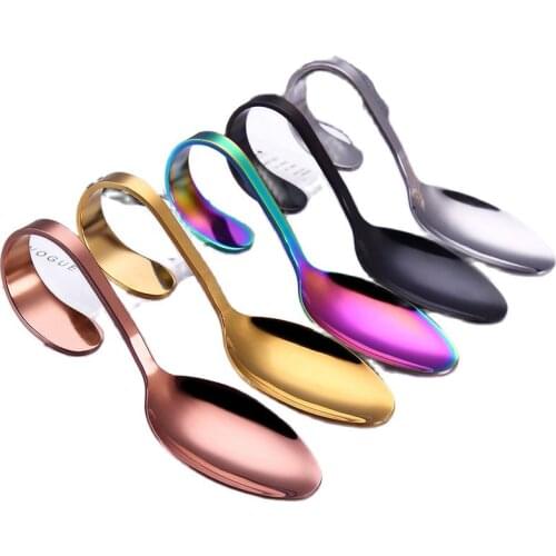 Stainless steel bent handle, dessert spoon, cutlery, kitchen utensils, tools, 1 piece