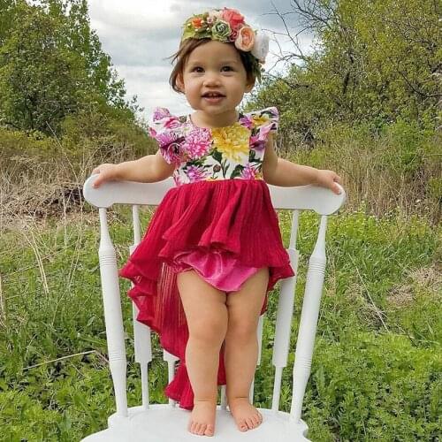 Red Loverly Infant newborn Baby Girl Dress Tulle Baby Dressed Summer Wedding Party clothing Sequins Romper 1st birthday dress