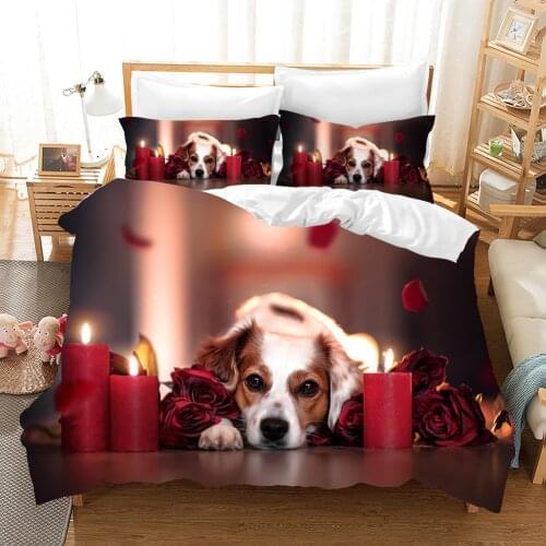 Cute Dog Bedding Set Animal Duvet Cover Sets Comforter Bed Linen Twin Queen King Single Size Dropshipping Gift