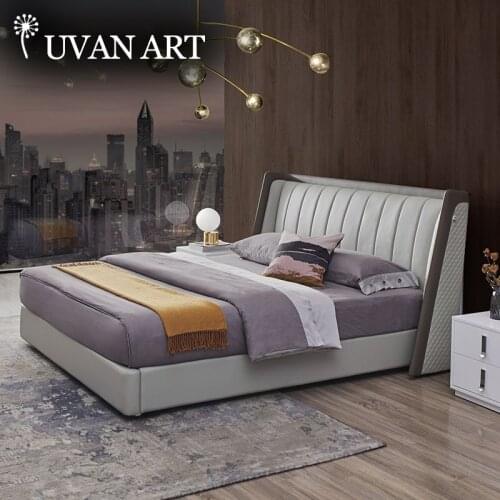 Leather art bed soft bag master bedroom double bed bedroom wedding bed 305B-24