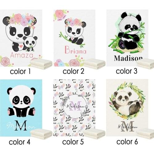 LVYZIHO Cute Panda Personalized Baby Name Custom Baby Blanket -30x40 / 48x60 / 60x80 Inches - Flannel Fleece Blanket
