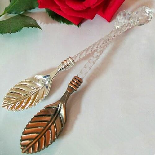 Crystal petiole leaf type small spoon coffee richer more ice cream dessert cake spoons