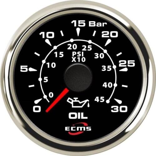 New Design Marine Boat Pressure Gauge 0-30 Bar 9-32V 0.5-4.5V 52mm 2 Inch 316L Chrome Bezel Black Dial 802-00039